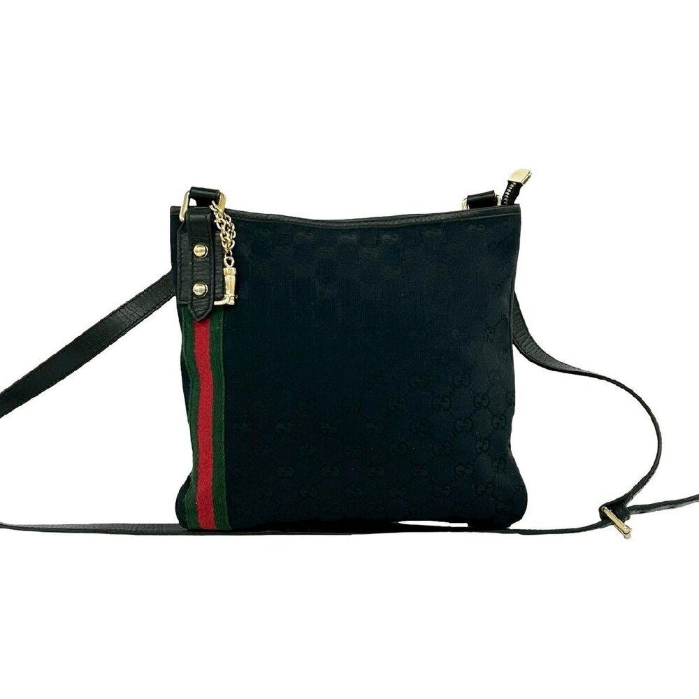 GUCCI Sherry GG canvas shoulder bag pochette sacoche black - Picture 3 of 10